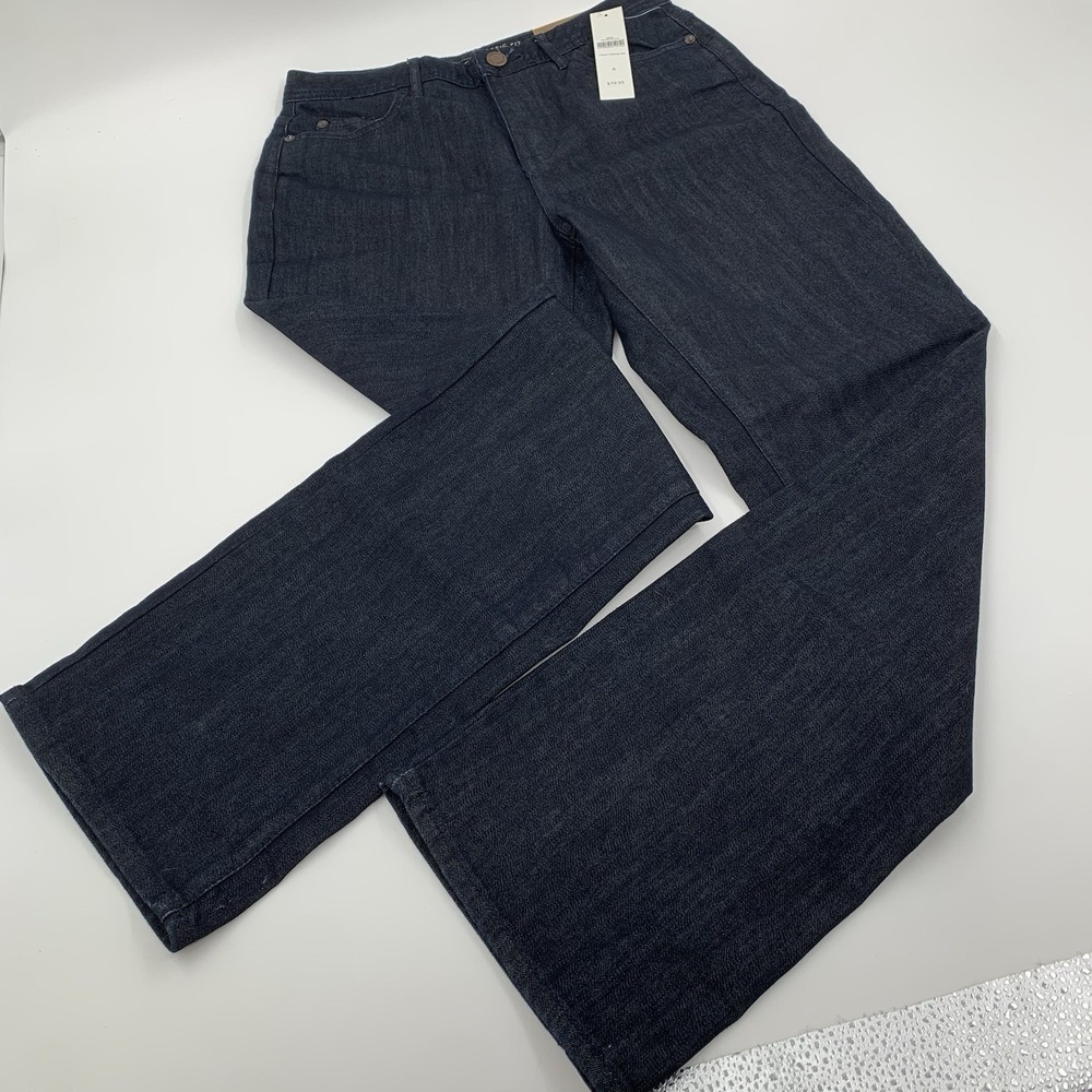 NEW Coldwater Creek Jeans Women's 6 Dark Classic Fit Straight Leg Knit Denim